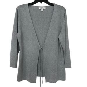 Coldwater Creek Silver Sparkle Tie-Front Cardigan